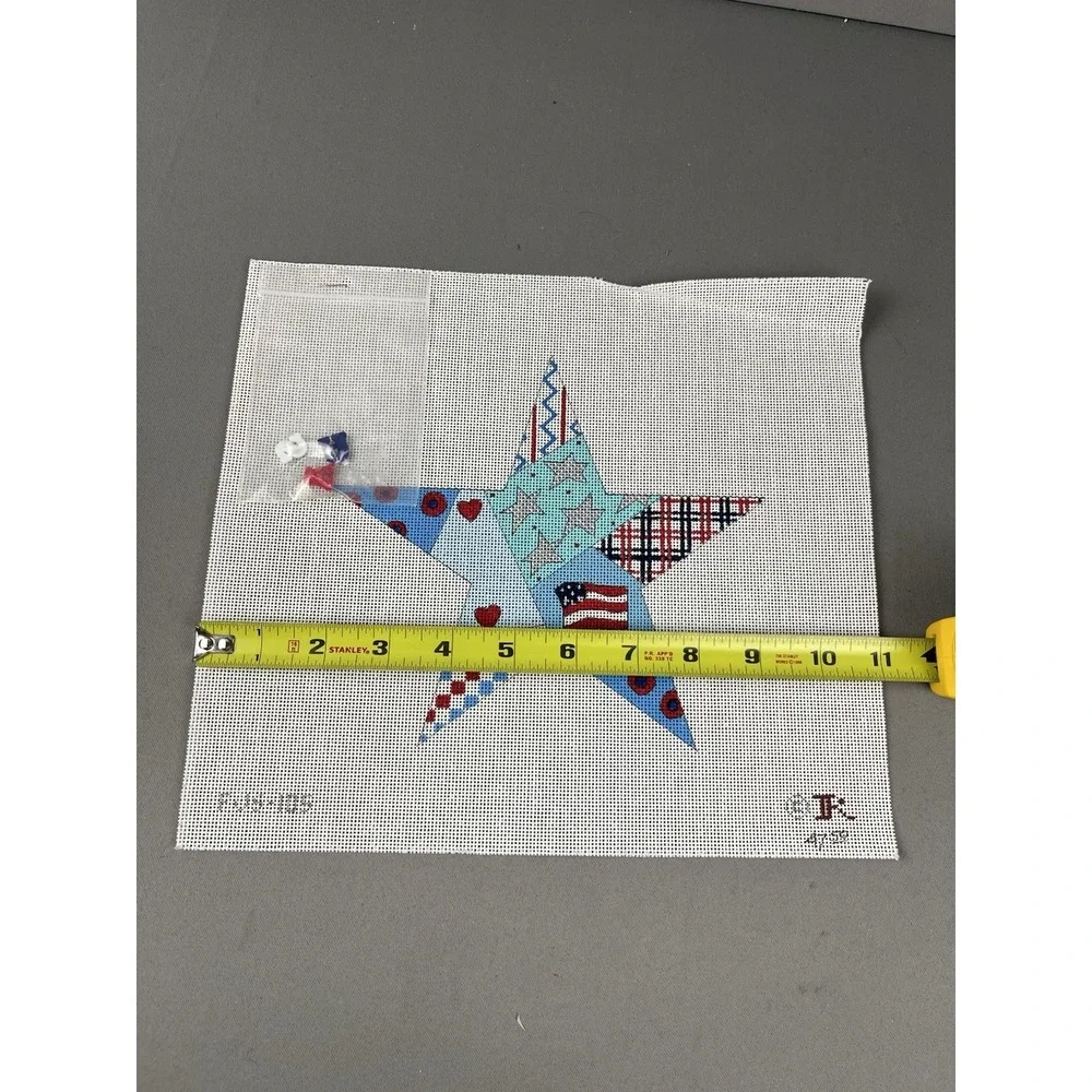 Renaissance Designs Handpainted Needlepoint Canvas USA Star Flag 4th of July‎